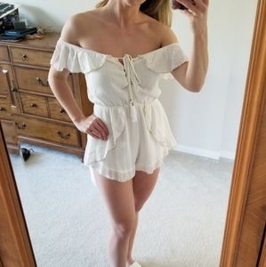 Off the shoulder white romper